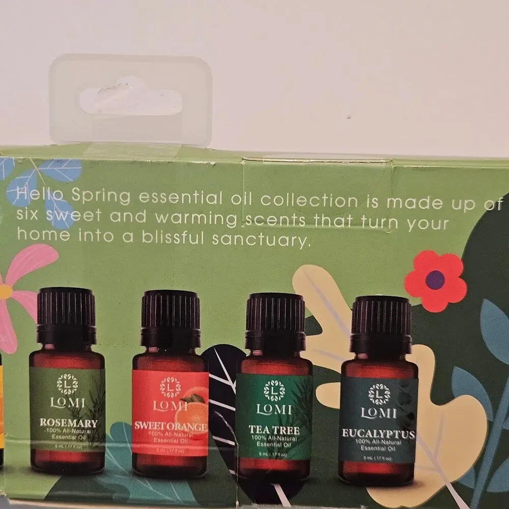 Lomi Hello Spring Essential Oils Set 6 x 5mL Basil Lemon Tea Tree Eucalyptus